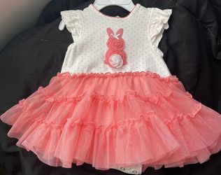 Baby Girl Pink And White Bunny Dress