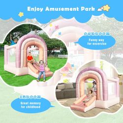 Dream Castle Bounce House, Kids Bounce House with Slide,110 x 81 x 90 inch .Toddler Bouncy House with Blower for Indoor Outdoor, Ideal Gifts for Kids（