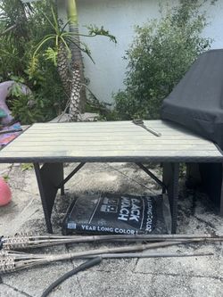 Outdoor patio dining table And Two Black Rocking Chairs, Matching Set