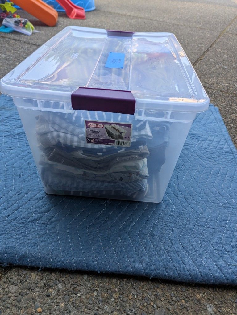 Sterilite Storage Bin with Clothes 9 month boys