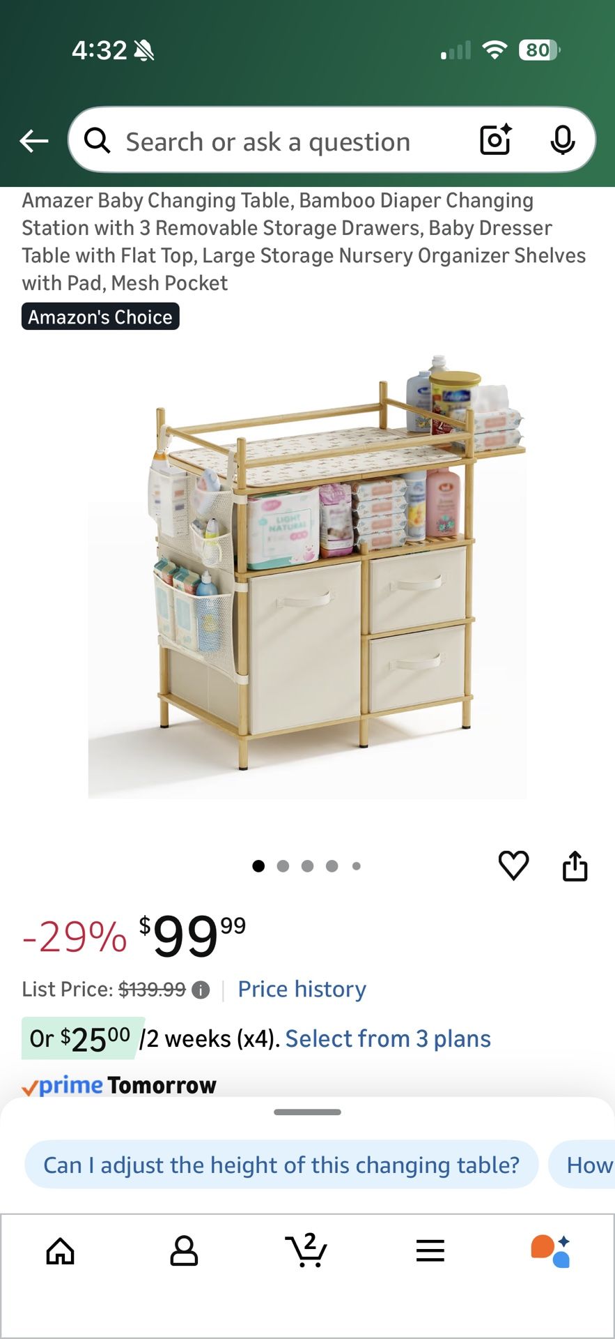 New In Box changing table