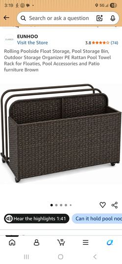 Rolling Poolside Float Storage Bin