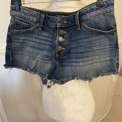Pre-owned Women’s Lucky Brand Distressed Jean Button Fly Shorts Size 2/26