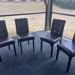 4 Dining Chairs Faux Leather 