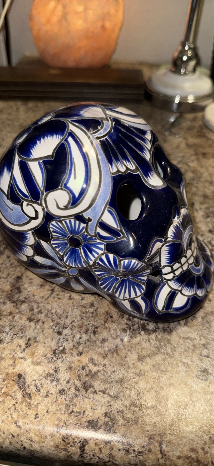 Authentic Hand-Painted Talavera Skull – Signed “Hecho en México”
