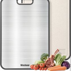 Titanium Cutting Boards for Kitchen, Non Toxic 2-in-1 Cutting Board, Chopping Boards for Meat Vegetable, Easy to Clean Large Size 16”×11”