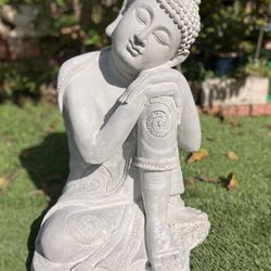 Buddha Statue sleeping 20” x-large/ natural concrete, Spiritual Yoga Meditation Zen