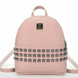 Brand NEW, Spikes & Studded  Decor Zipper Backpack Purse Or Bookbag, Women's Casual Daypack For Work [Pink]