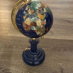Globe - 12.5” Blue Lapis w/semi-precious Gems