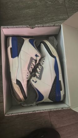 Air Jordan 3 White Blue Cement Sneakers size 10