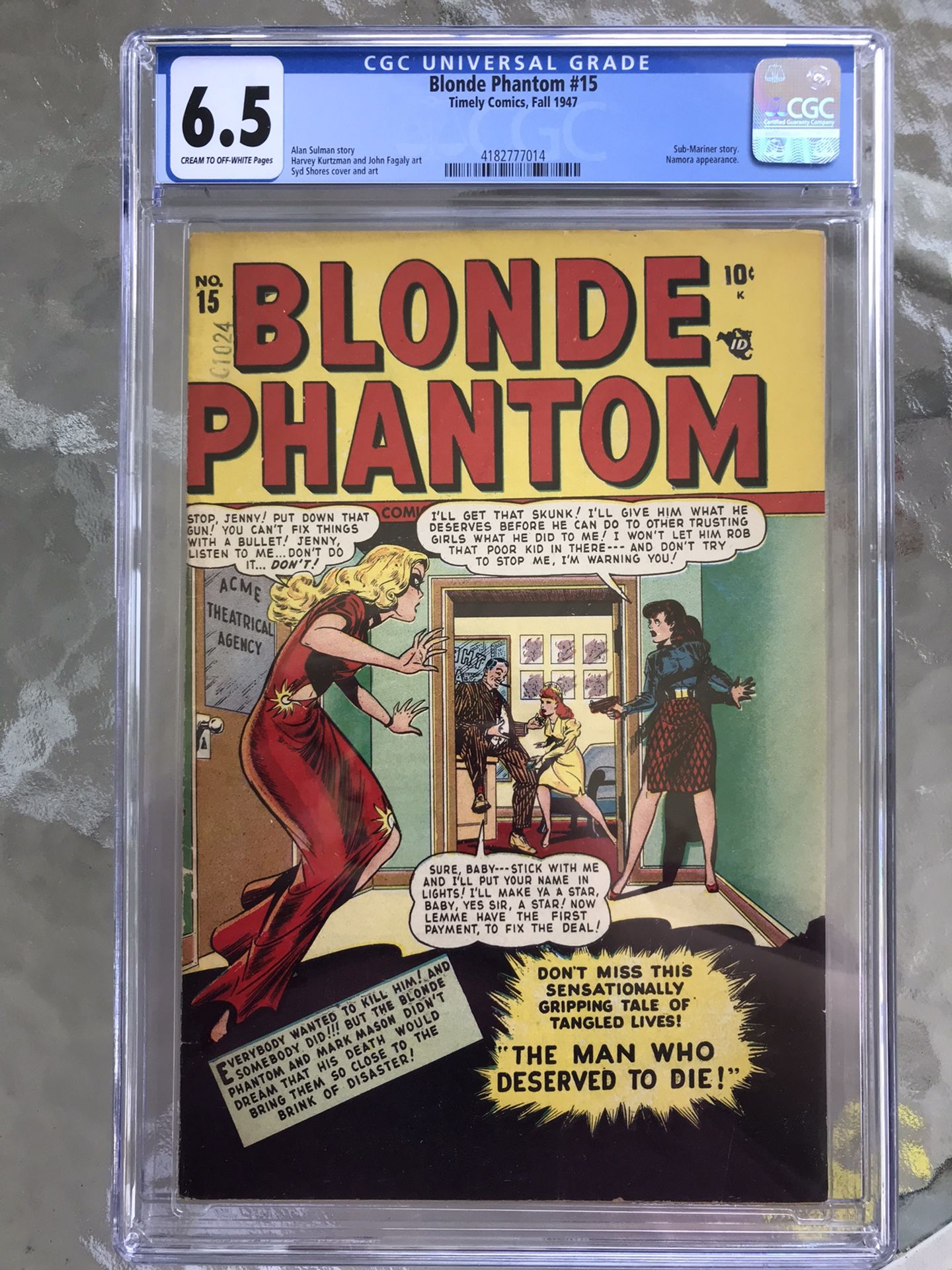 Blonde Phantom #15 (1947) CGC 6.5; Sub-Mariner Story With Namora Appearance