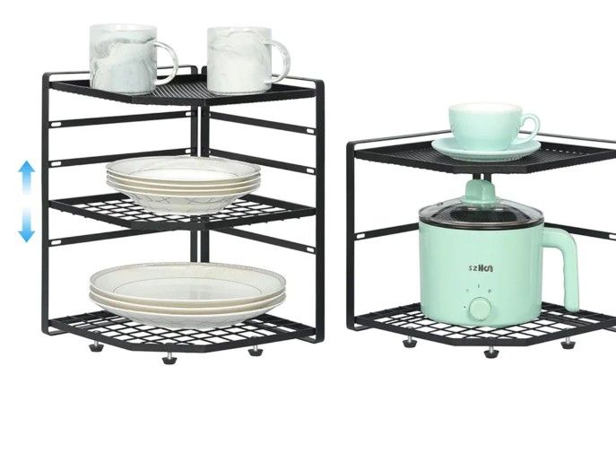 2 Pack Stackable Corner Shelf Stand
