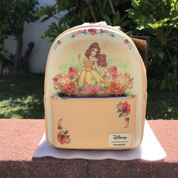 DISNEY LOUNGEFLY BEAUTY AND THE BEAST BELLE ROSES MINI BACKPACK 