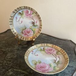 VINTAGE Hand Painted NIPPON Plate 5.5”  Floral- Set of 2.