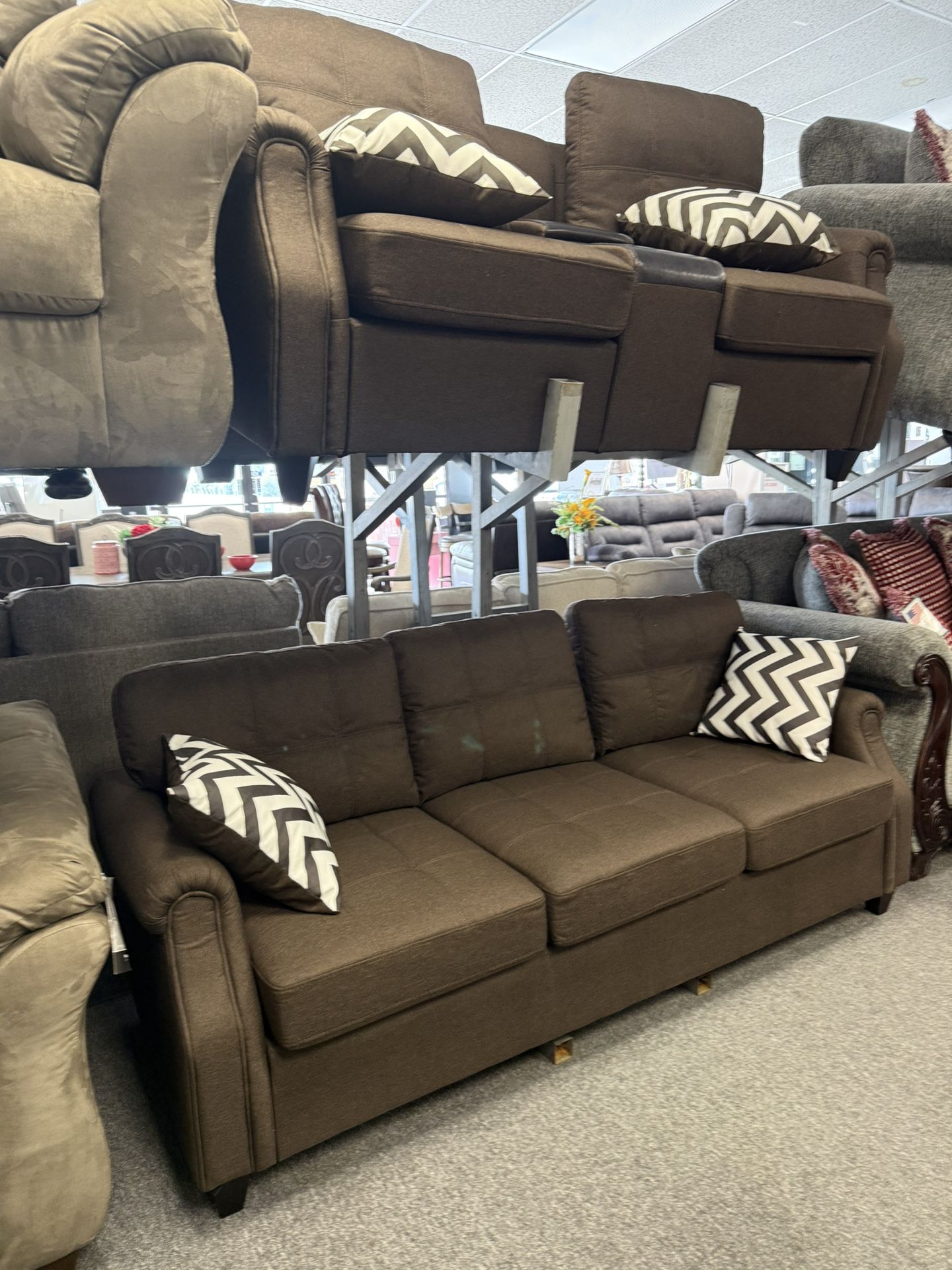 Sofa And Love W USB Ports And Outlets Comes In Blue Grey