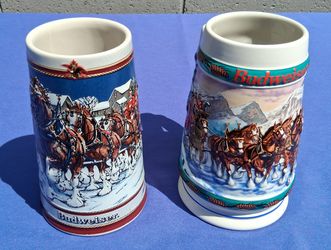 2 Budweiser Holiday Stein