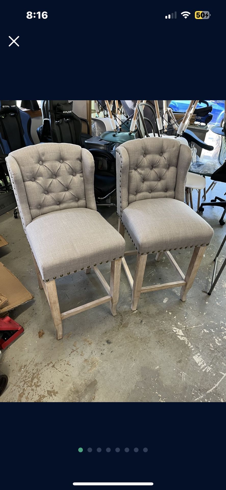 Yarmouth Upholstered Counter Stool with Solid Wood Frame (Set of 2)