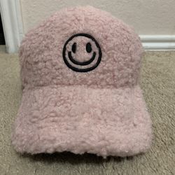 Pink Fuzzy Smiley Face Hat New Without Tags 