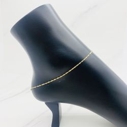 10k Gold Ankle Bracelet - Dainty - 10” - Pulsera De Pie Tobillera 10 Kilates Oro