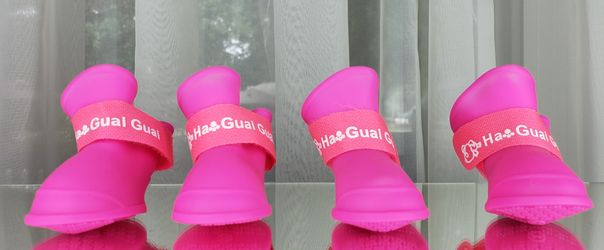 Pink Silicone Adjustable Dog Boots Size Medium $15