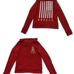 Los Angeles Angels PINK Victoria Secret Red Full Zip Hoodie Sweatshirt Women’s S