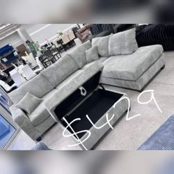 3 Pc Corduroy Sectional Sofa With Storage Ottoman  - Christmas Holiday Sale 
