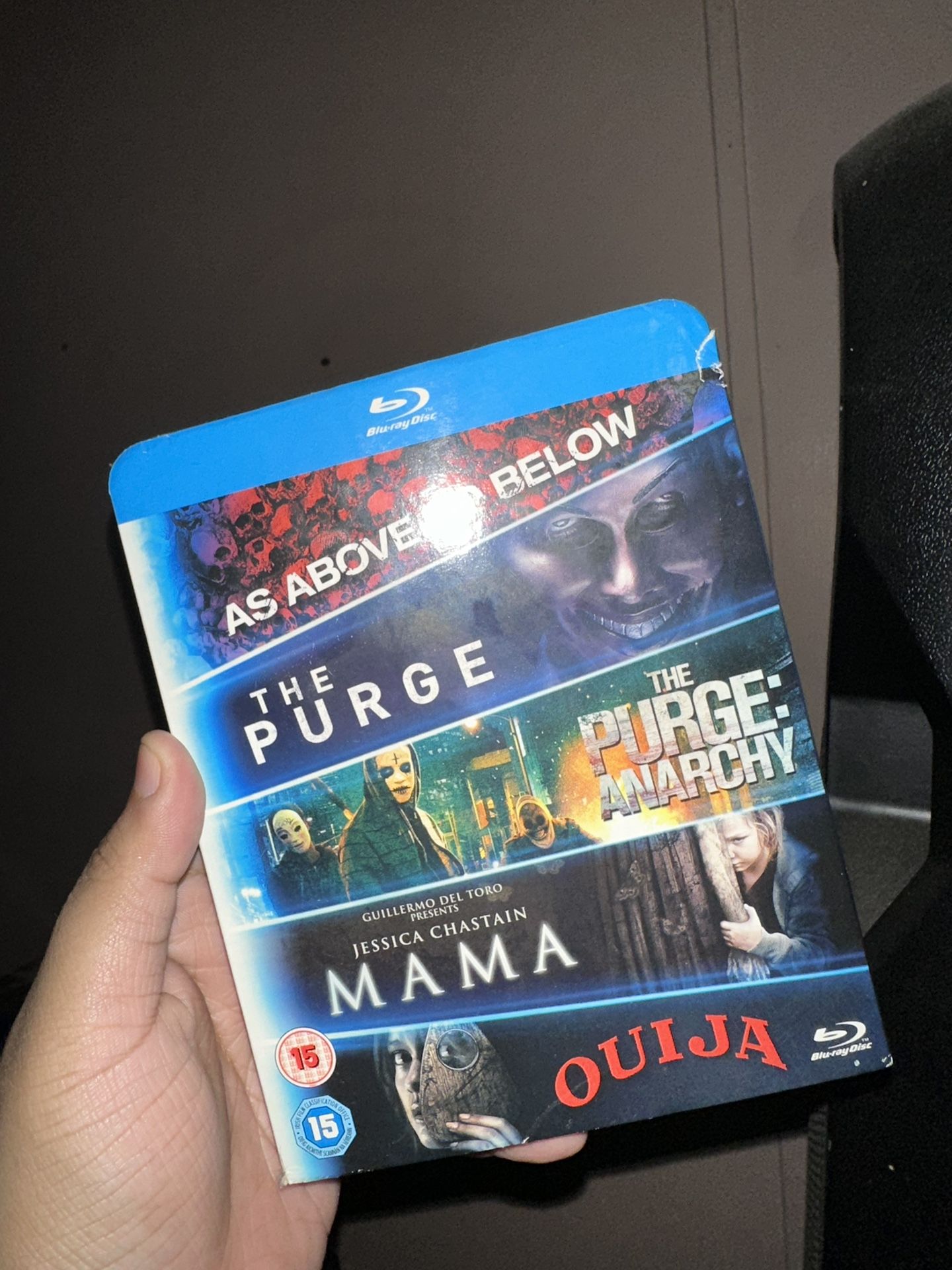 Horror Blu-ray Combo Pack (The Purge, The Purge Anarchy, Ouija, Mama, As Above So Below) Like New