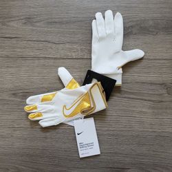 Nike Hyperdiamond Baseball Batting Gloves White Gold Mens Large