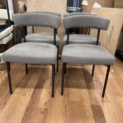 Grey Fabric Modern Dinning Chairs Set of 4 