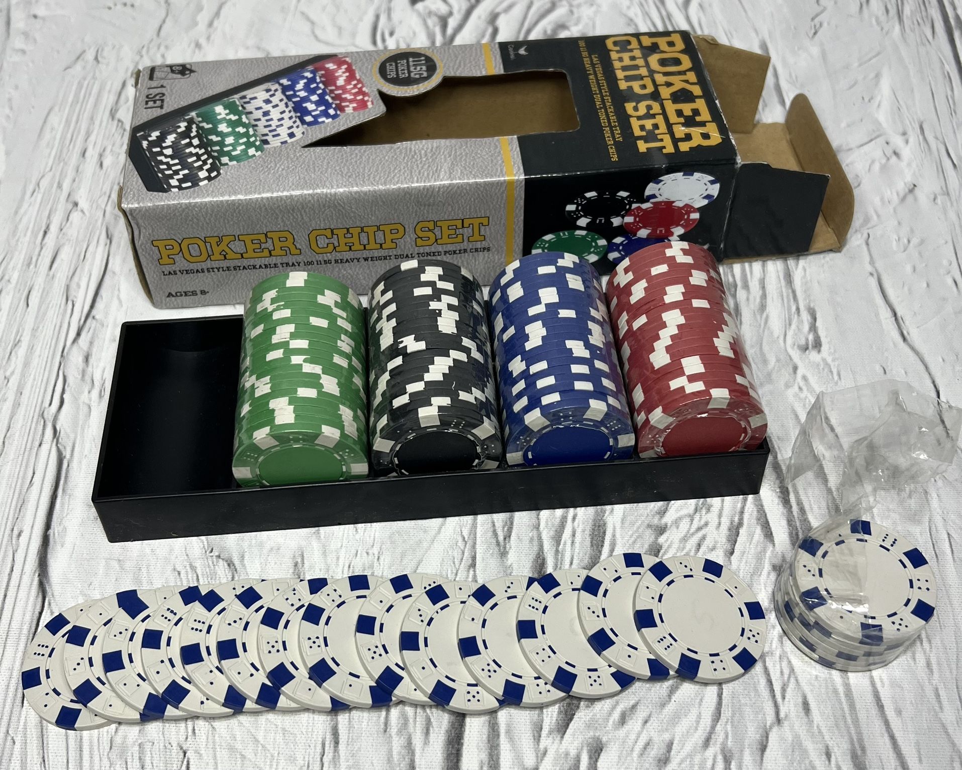 Cardinal 100pc Vegas Style Poker Chips 11.5g Heavy Weight Dual-Toned With Tray