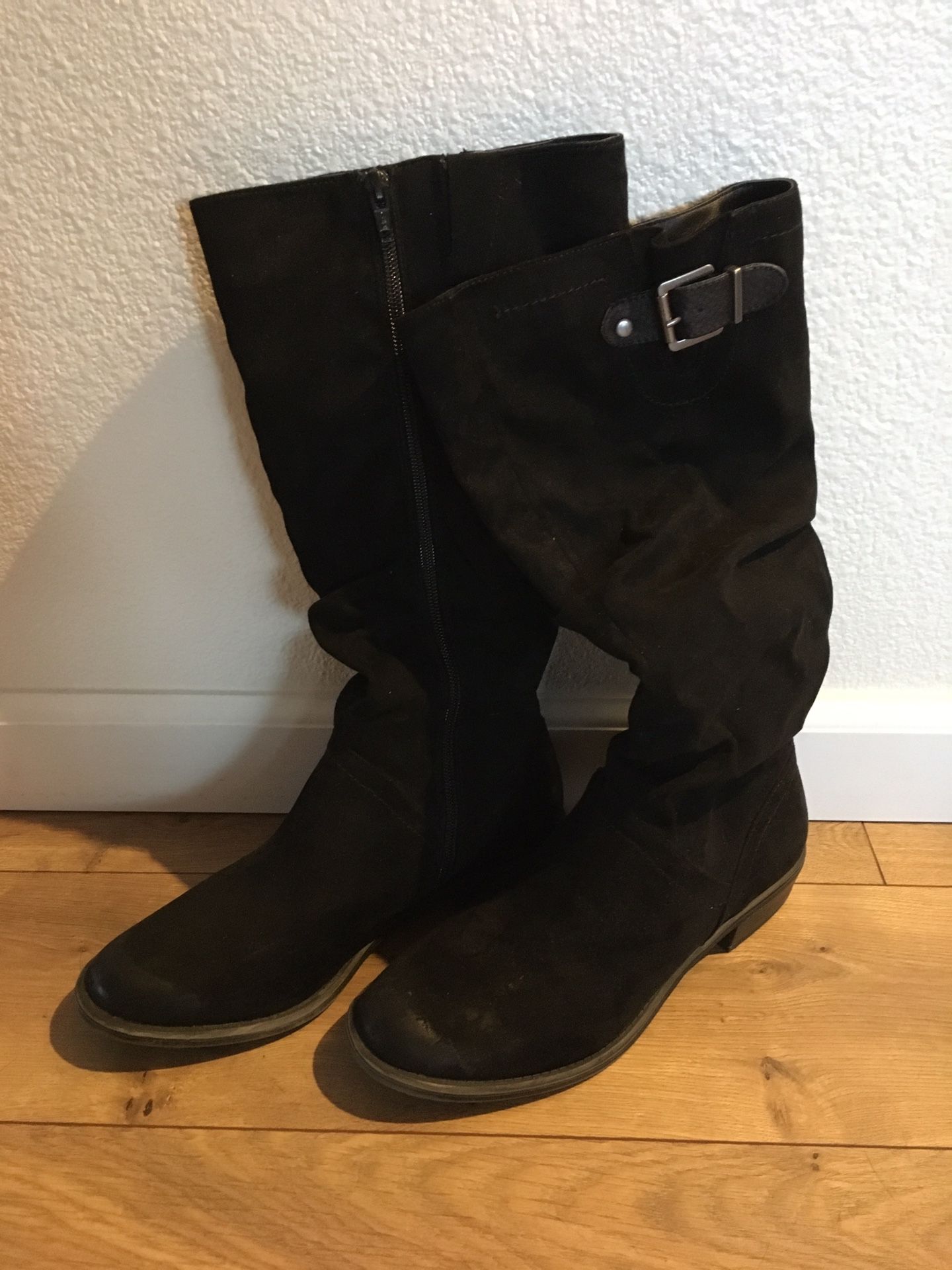 Black suede boots