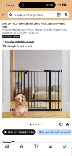 Keny Auto Close Baby & Pet Gate, Black