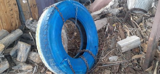 Giant tire swings tractor trailer tires