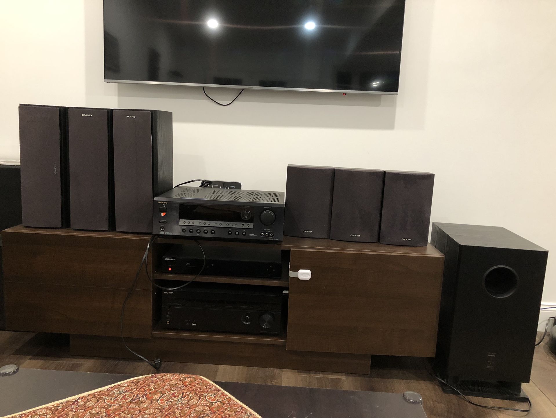 ONKYO Stereo And Surround Speakers AND Front Speakers With Subwoofer 