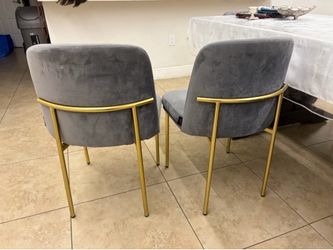 Modern Velvet Dining Chairs – Blue/Gray + Gold Legs
