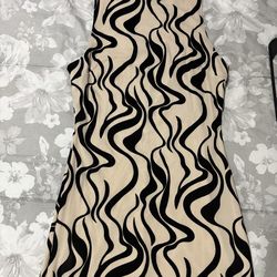 Beige and Black Stripes Dress