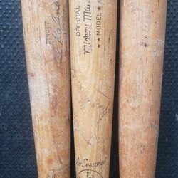 Lot Of 3 Vintage Adult Baseball Bats Mantle, Kaline,Mcaulife 