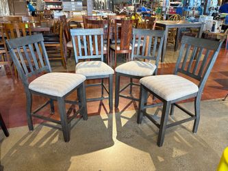 ASHLEY Ash Grey Upholstered Barstool Set (Set of 4)