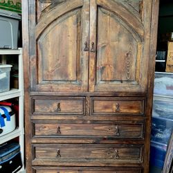 Solid Pine H80”x W50” Armoire Chest Of 5 Drawers