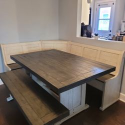 Wood Dining Table Breakfast Nook Style 