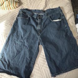Levi's 501 blue denim shorts long jorts Size 36