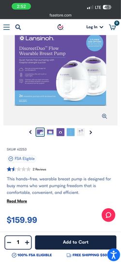Brand New Lansinoh DiscreetDuo Flow Wearable Breast Pump - Hands-Free & Sealed