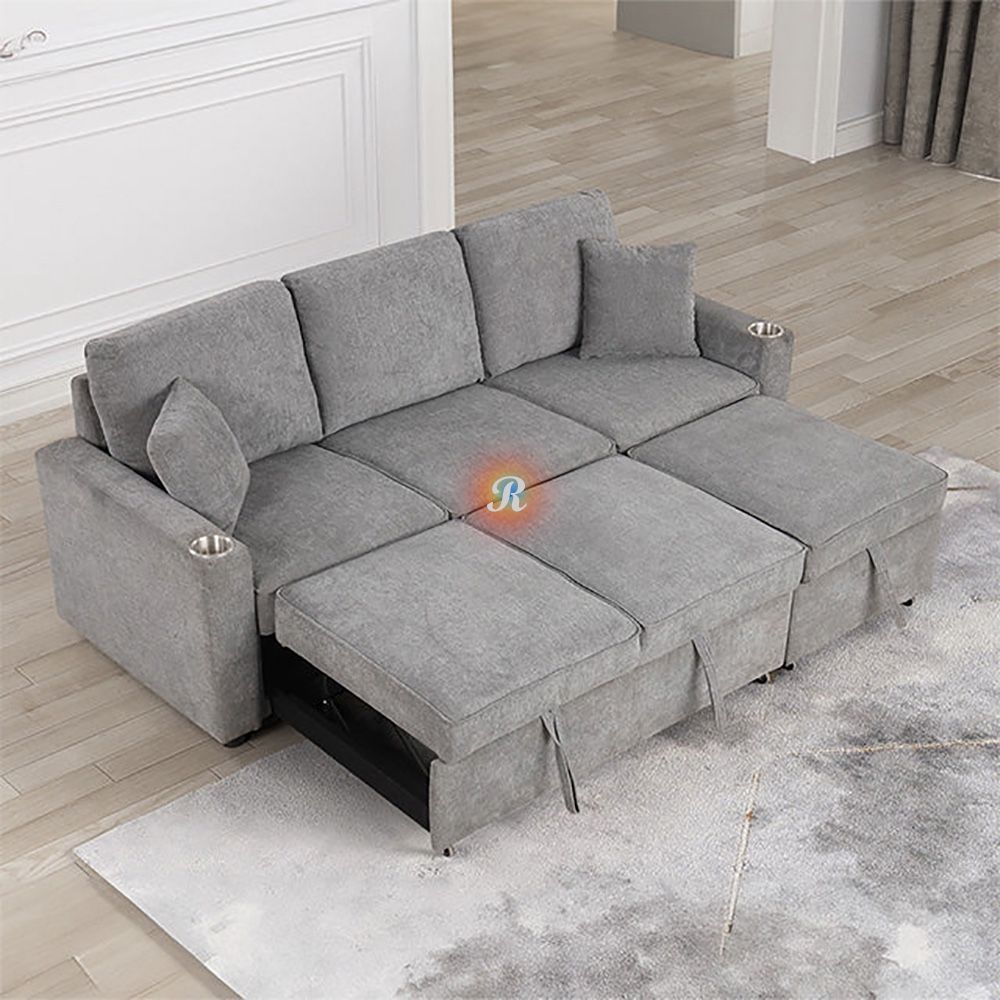83" Pull Out Sleeper Sofa Bed Sectional Couch