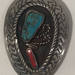 Vintage Bolo Tie Bennett Nice Silver And Turquoise Design