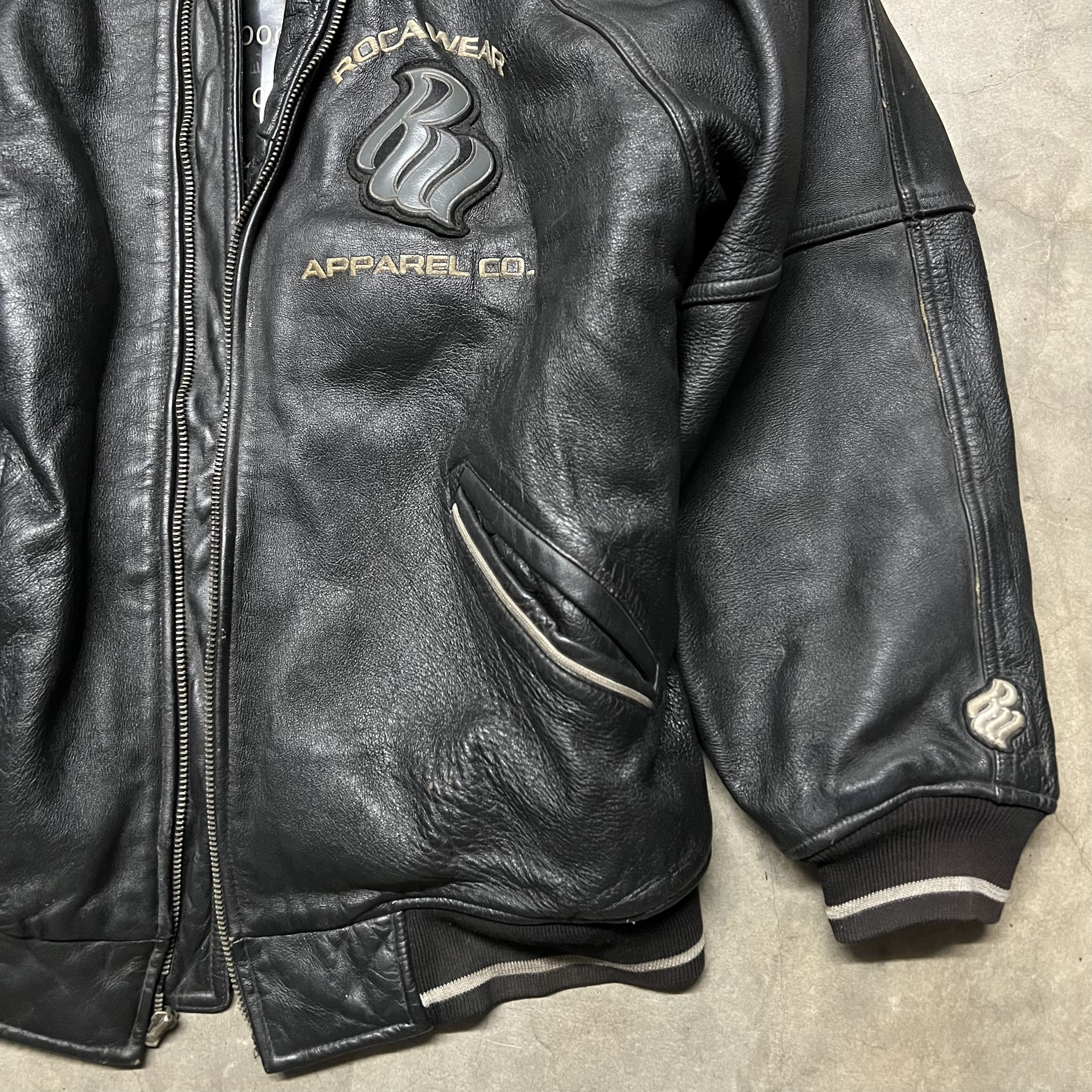 Vintage 2000's Y2K Rocawear Apparel Co. Jay Z Embroidered Leather