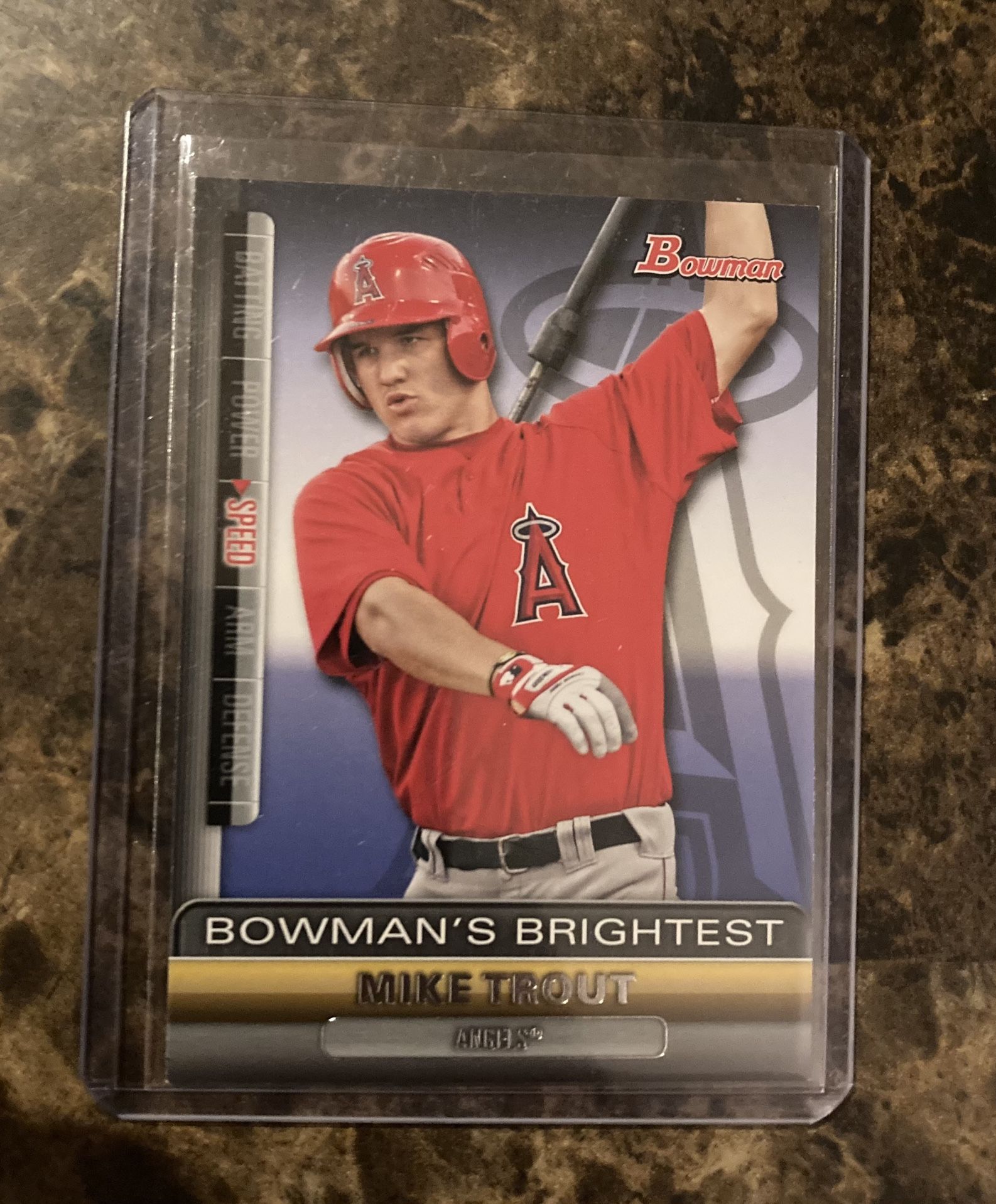 Mike Trout Bowman 2011 Bowman's Brightest rookie card . Really good  condition see all pics . Nm-mint+ baseball card PSA 8 9 10 ? BGS Will sell  at on a for Sale in Cathedral City, CA - OfferUp