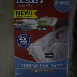 BRAND NEW!! Hefty Shrink-Pak 4 Large Vacuum Storage Bags!