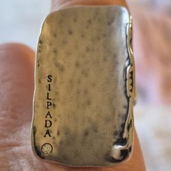 Silpada STERLING SILVER HAMMERED OXIDIZED  / CZ RING- SZ 9.25
