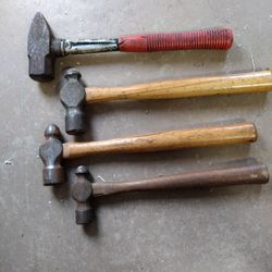 Set Of (4) 1 3lb and 3 Ballpeen Hammers Of Different Weight 