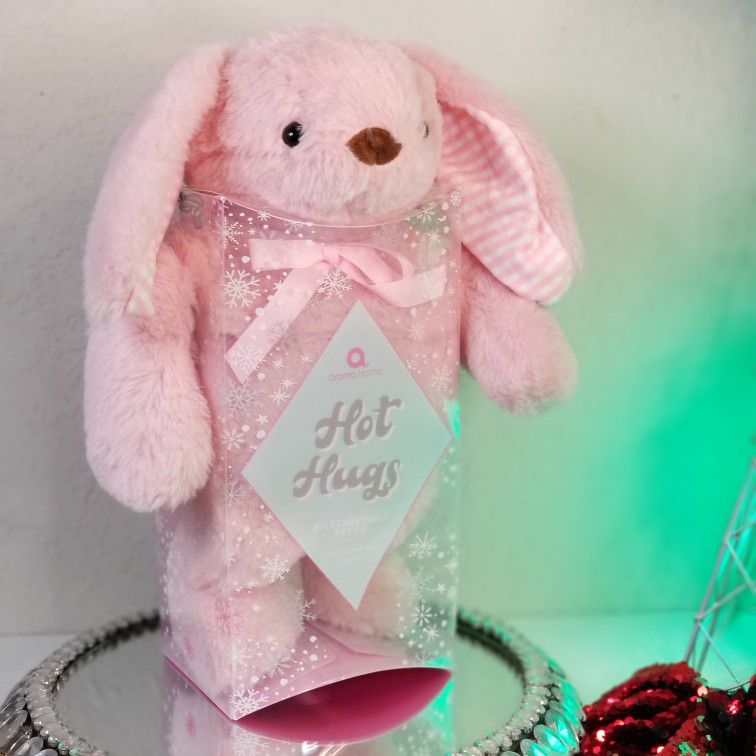Aroma Home Hot Hugs Microwaveable Lavender Scented Pink Bunny Plush w/Heat Pack